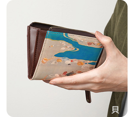 L字ウォレット伊藤若冲(群鶏・牡丹・貝)