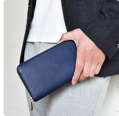 ブルーアート(藍染)/ラウンドファスナー長財布