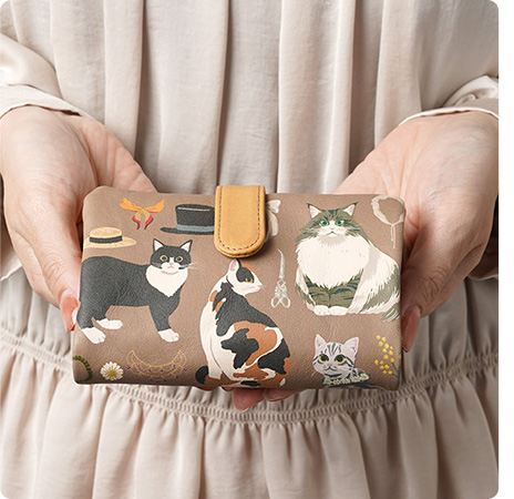 ベロ付き財布/バースデーキャッツ柄