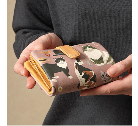 ラウンド ベロ付き財布 バースデーキャッツ 限定カラー ピンク 母の日ギフト