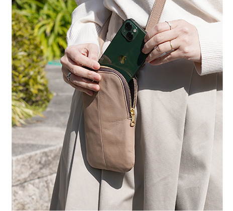 ラフヴィンテージ スマホポシェット グレージュ 母の日ギフト